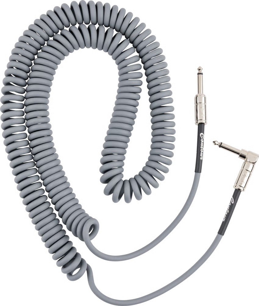 Fender Contour Series 30ft Coiled Instrument Cable in Inca Silver